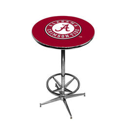 Alabama Crimson Tide Pub Table w/Chrome Foot Ring Base, Style 1