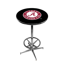 Alabama Crimson Tide Pub Table w/Chrome Foot Ring Base, Style 2