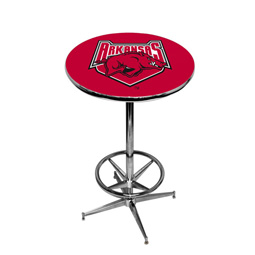 Arkansas Razorbacks Pub Table w/Chrome Foot Ring Base, Style 1