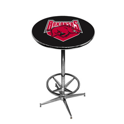 Arkansas Razorbacks Pub Table w/Chrome Foot Ring Base, Style 2