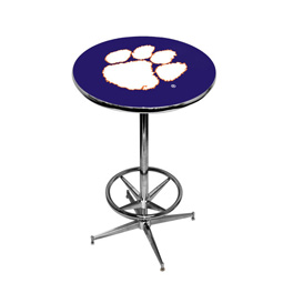 Clemson Tigears Pub Table w/Chrome Foot Ring Base, Style 1