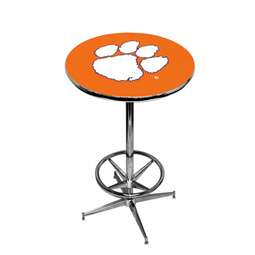 Clemson Tigers Pub Table w/Chrome Foot Ring Base, Style 2