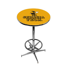 Georgia Tech Yellow Jackets Pub Table w/Chrome Foot Ring Base, Style 2