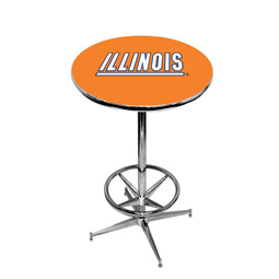 Illinois Fighting Illini Pub Table w/Chrome Foot Ring Base, Style 2