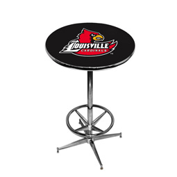 Louisville Cardinals Pub Table w/Chrome Foot Ring Base, Style 2