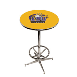 LSU Tigers Pub Table w/Chrome Foot Ring Base, Style 2