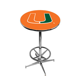 Miami Hurricanes Pub Table w/Chrome Foot Ring Base, Style 2