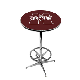 Mississippi State Bulldogs Pub Table w/Chrome Foot Ring Base