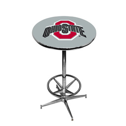 Ohio State Buckeyes Pub Table w/Chrome Foot Ring Base, Style 2