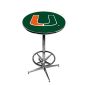 Miami Hurricanes Pub Table w/Chrome Foot Ring Base, Style 1