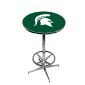 Michigan State Spartans Pub Table w/Chrome Foot Ring Base, Style 2