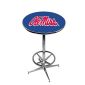 Mississippi Ole Miss Rebels Pub Table w/Chrome Foot Ring Base, Style 1