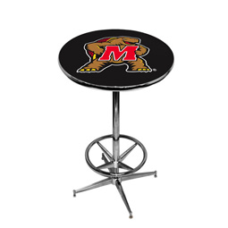 Maryland Terrapins Pub Table w/Chrome Foot Ring Base, Style 2