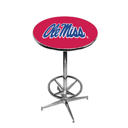Mississippi Ole Miss Rebels Pub Table w/Chrome Foot Ring Base, Style 2